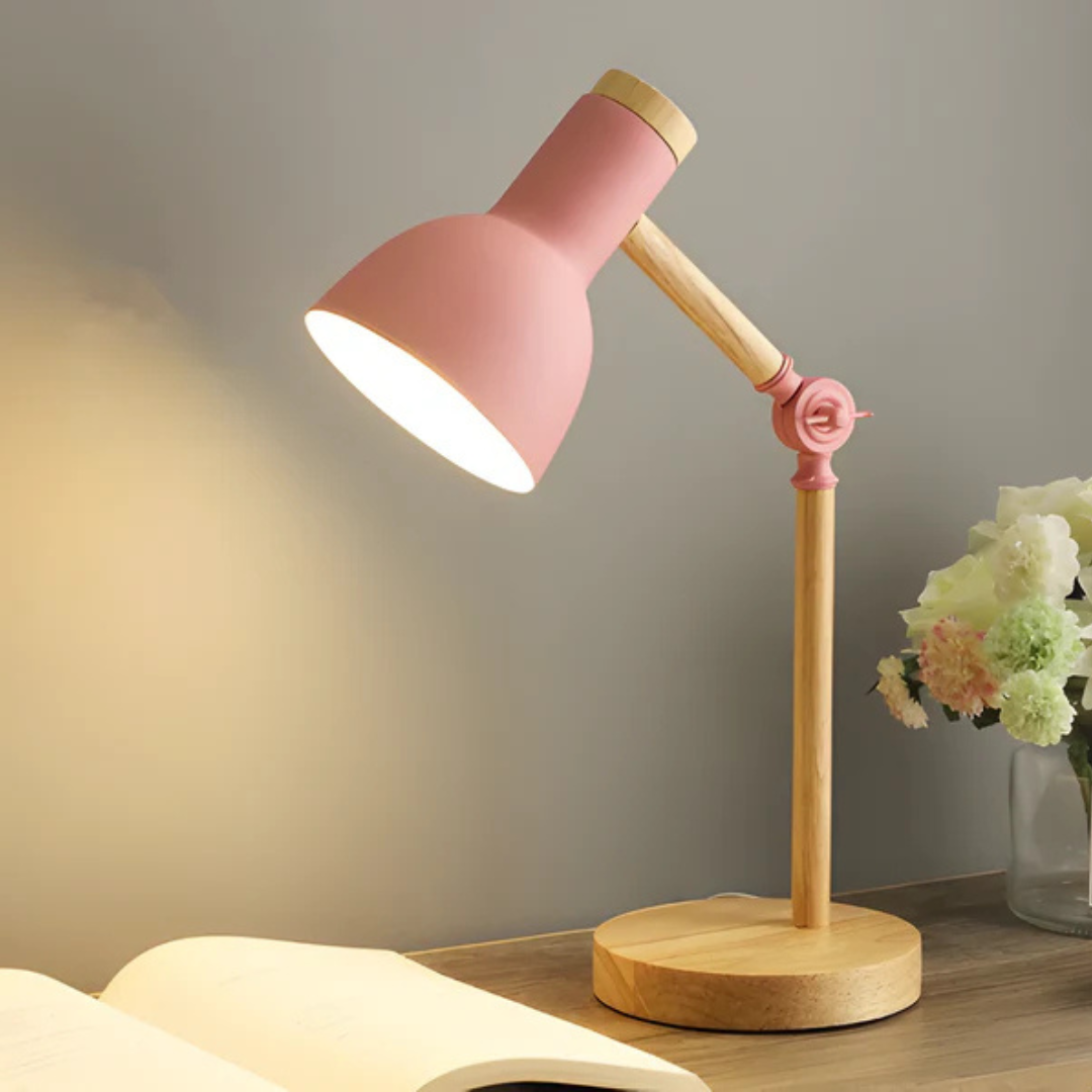 Adjustable LED Table Lamp with Wooden Arm - Modern Desk and Bedside Lamp for Bedroom and Study 4