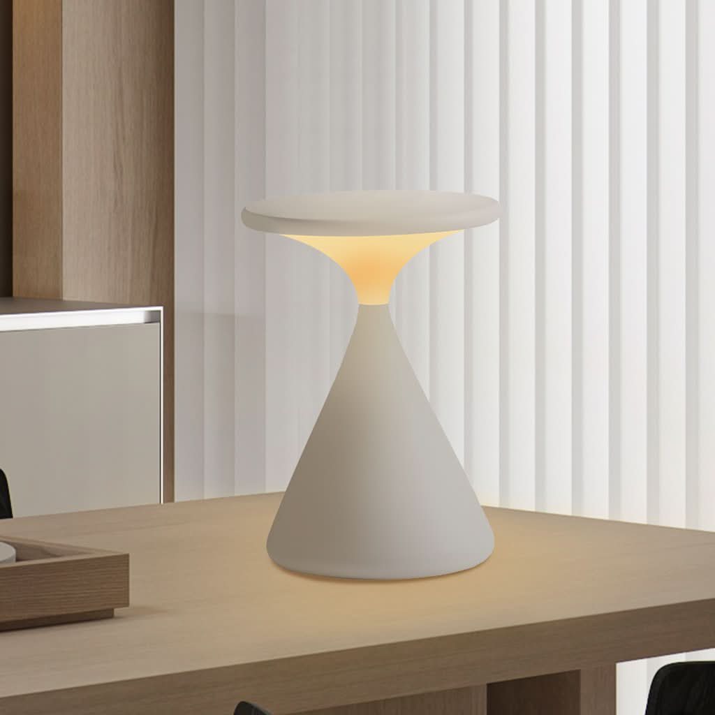 Portable aluminum table lamp in kitchen setting