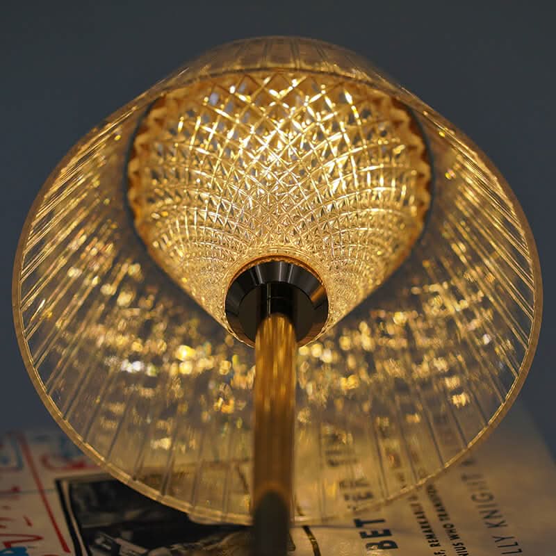 Metal base detail of crystal cordless table lamp