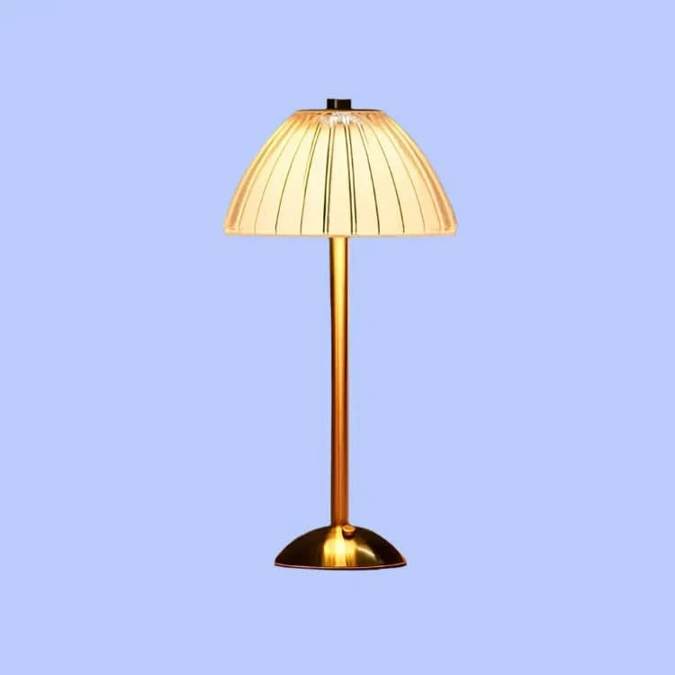 USB charging cable connected to crystal LED lamp base