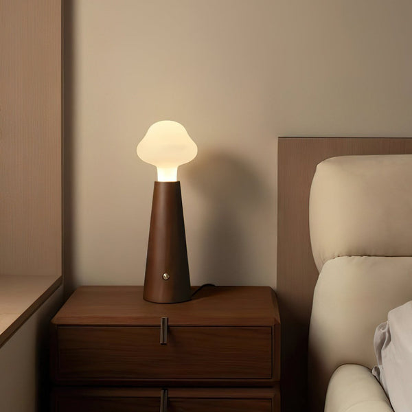 Elegant Wooden LED Table Lamp - Natural Design for Bedroom or Desk, Versatile Bedside Lighting with Soothing Ambiance 1