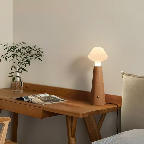Elegant Wooden LED Table Lamp - Natural Design for Bedroom or Desk, Versatile Bedside Lighting with Soothing Ambiance 2