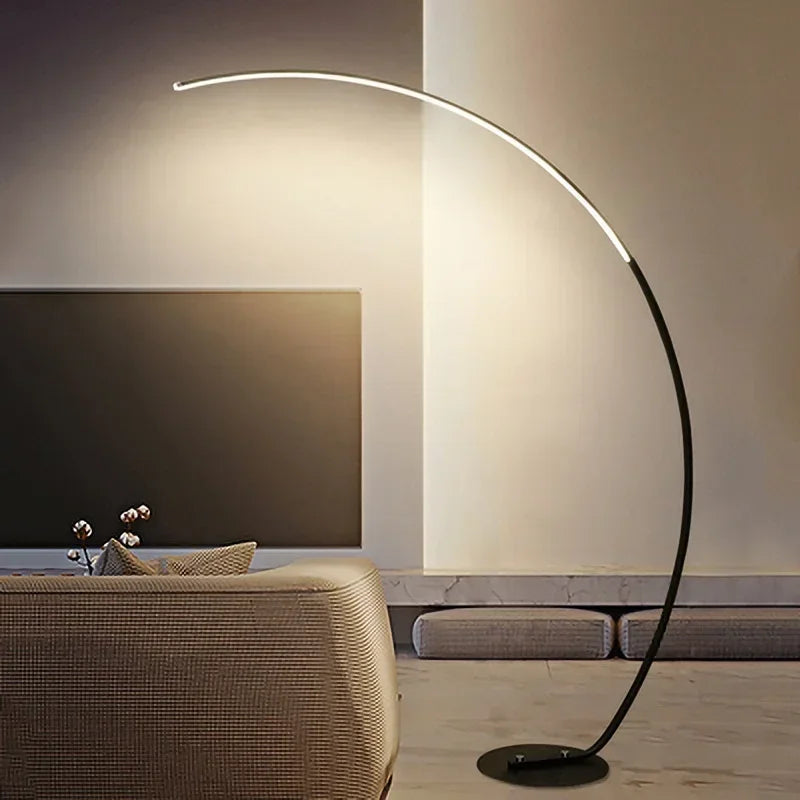 Modern Arc Floor Lamp - LED Minimalist Standing Lamp for Living Room - Black and Gold, 170 cm Height 0