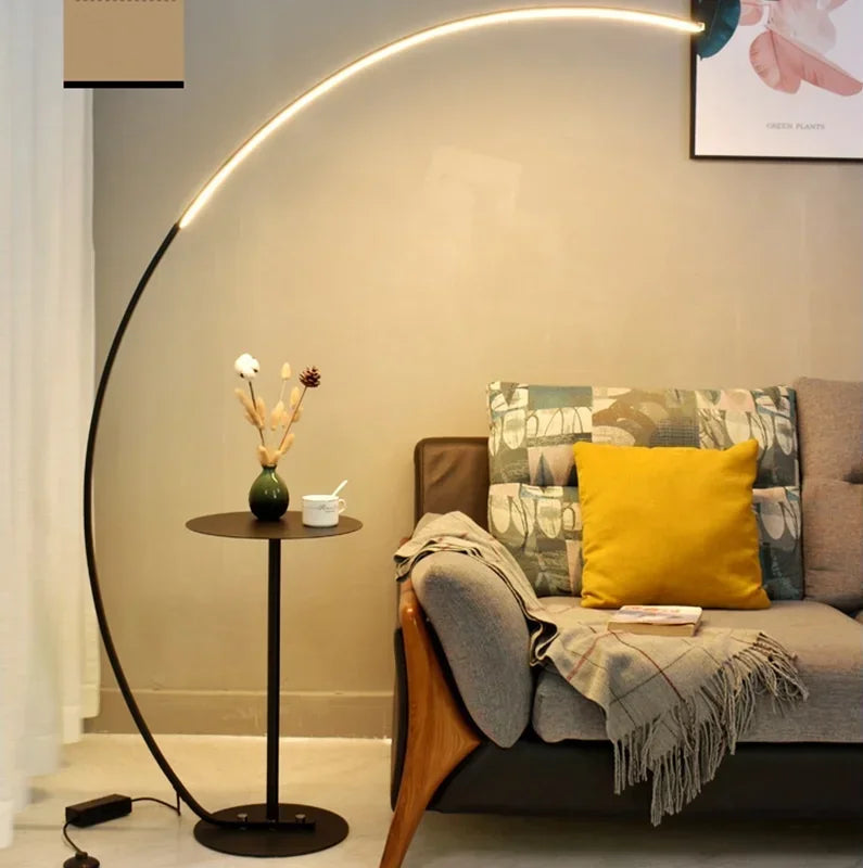 Modern Arc Floor Lamp - LED Minimalist Standing Lamp for Living Room - Black and Gold, 170 cm Height 2