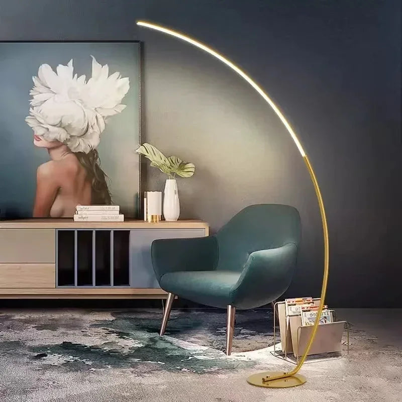 Modern Arc Floor Lamp - LED Minimalist Standing Lamp for Living Room - Black and Gold, 170 cm Height 3