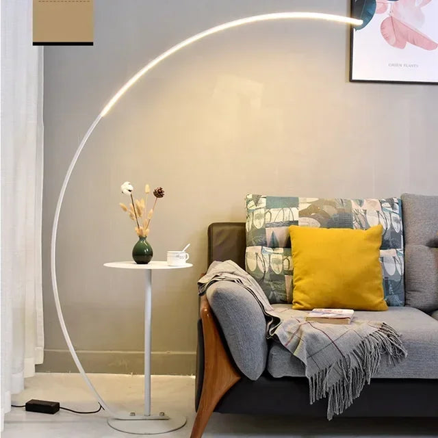 Modern Arc Floor Lamp - LED Minimalist Standing Lamp for Living Room - Black and Gold, 170 cm Height 7