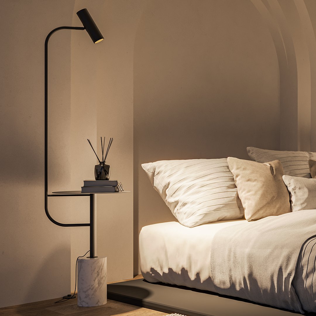 Modern Floor Lamp with Marble Base and Warm LED Light - Stylish Standing Lamp for Living Room 0