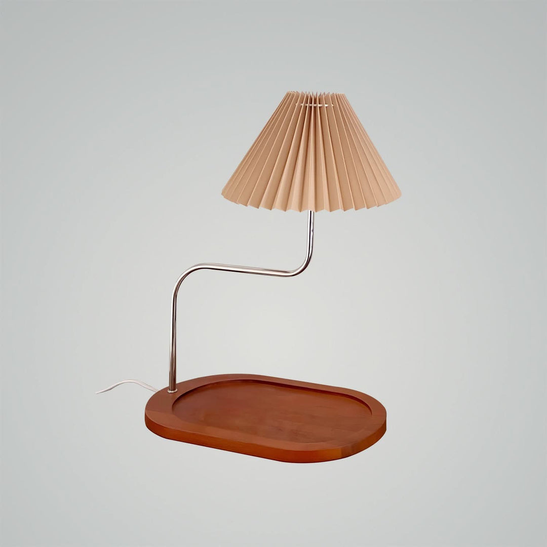 E14 socket detail inside pleated fabric lampshade