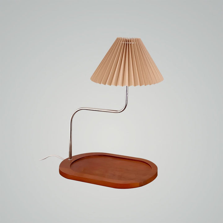 E14 socket detail inside pleated fabric lampshade