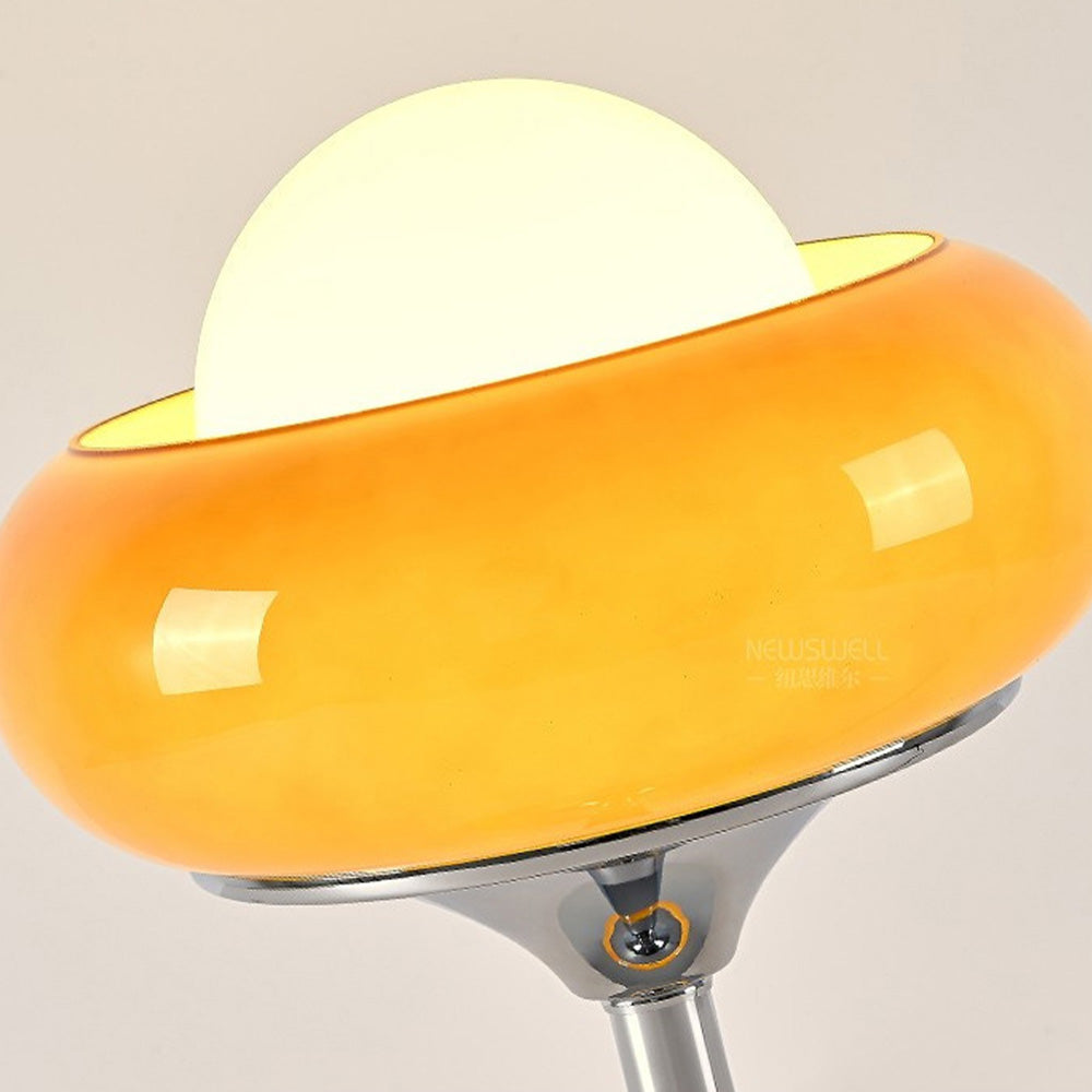 Vintage Yellow Glass and Metal Table Lamp - Bauhaus Design for Bedside or Desk Lighting 4