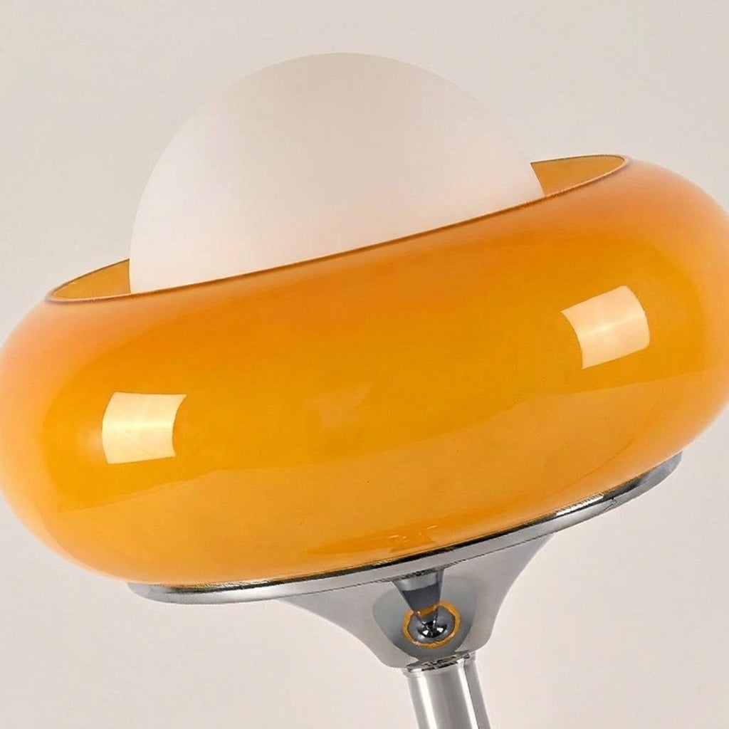 Bauhaus Style Yellow Glass Table Lamp, amber glass shade - Veranise